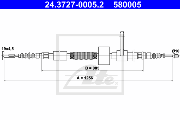 Cablu, frana de parcare 24.3727-0005.2 ATE