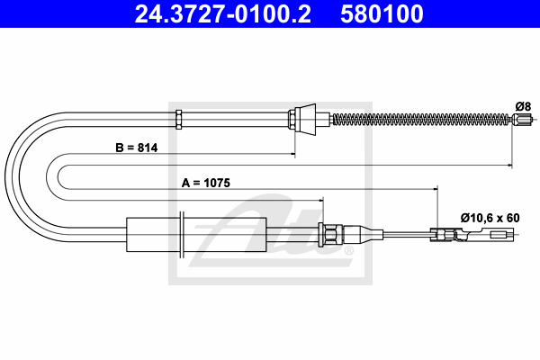 Cablu, frana de parcare 24.3727-0100.2 ATE