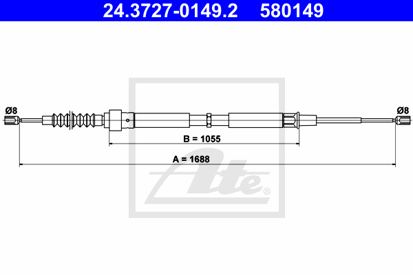 Cablu, frana de parcare 24.3727-0149.2 ATE