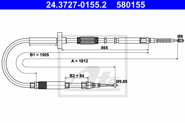 Cablu, frana de parcare 24.3727-0155.2 ATE