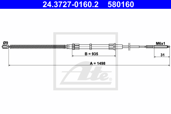 Cablu, frana de parcare 24.3727-0160.2 ATE