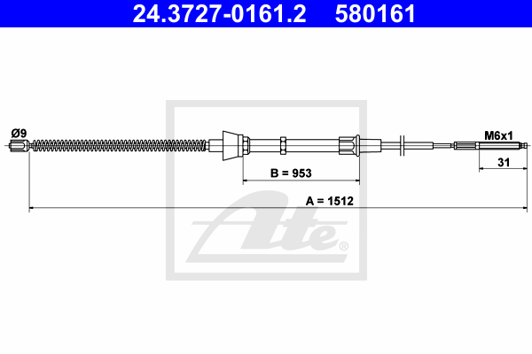 Cablu, frana de parcare 24.3727-0161.2 ATE