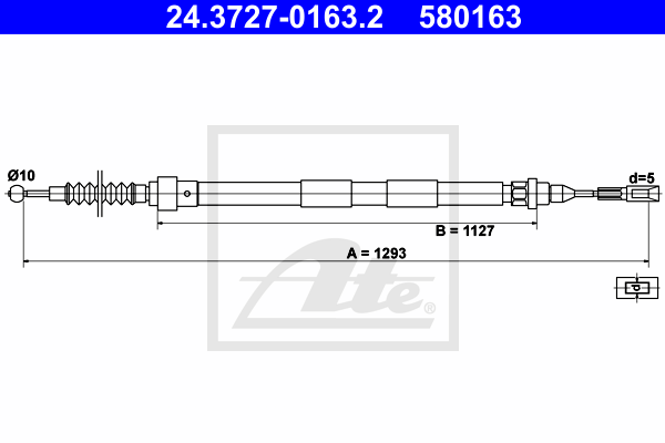 Cablu, frana de parcare 24.3727-0163.2 ATE