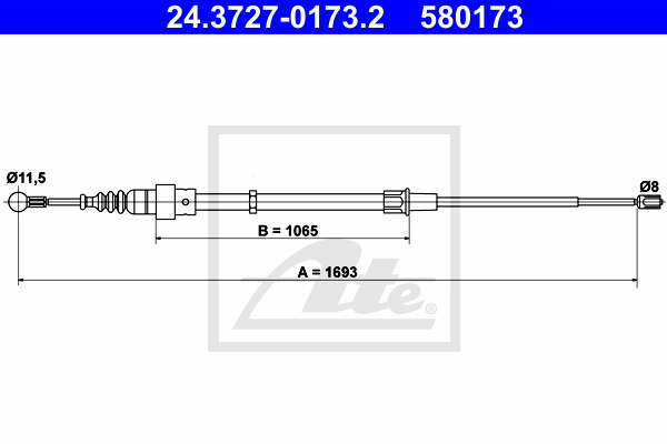 Cablu, frana de parcare 24.3727-0173.2 ATE