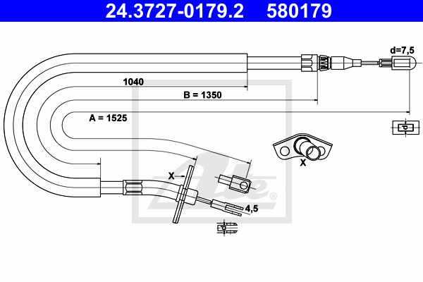 Cablu, frana de parcare 24.3727-0179.2 ATE