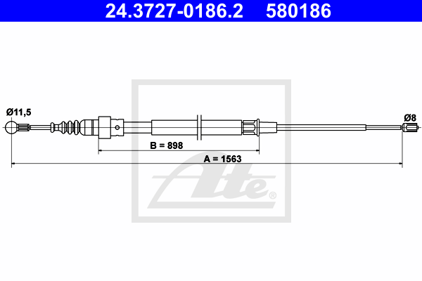 Cablu, frana de parcare 24.3727-0186.2 ATE