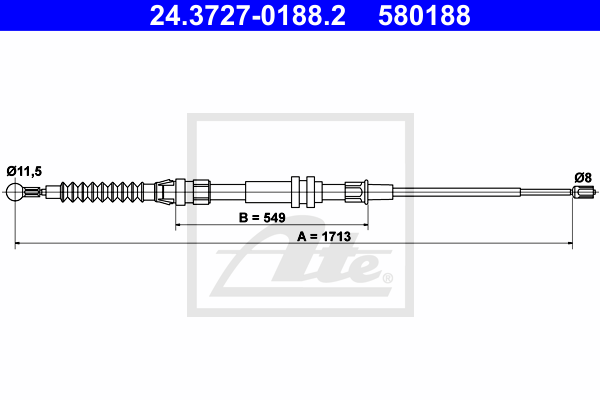 Cablu, frana de parcare 24.3727-0188.2 ATE