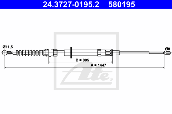 Cablu, frana de parcare 24.3727-0195.2 ATE