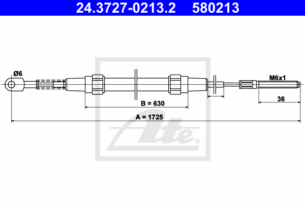 Cablu, frana de parcare 24.3727-0213.2 ATE