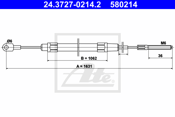 Cablu, frana de parcare 24.3727-0214.2 ATE