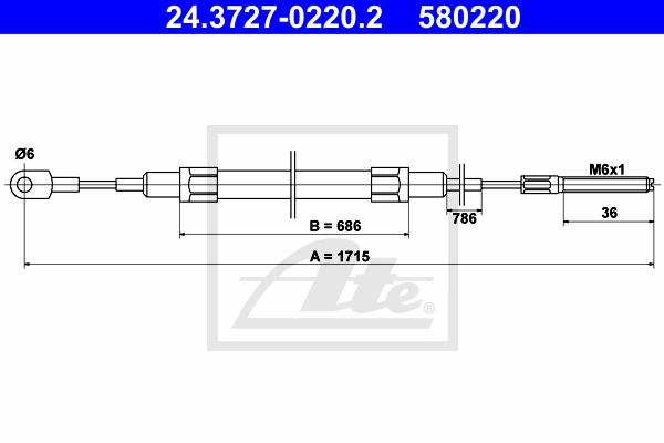 Cablu, frana de parcare 24.3727-0220.2 ATE