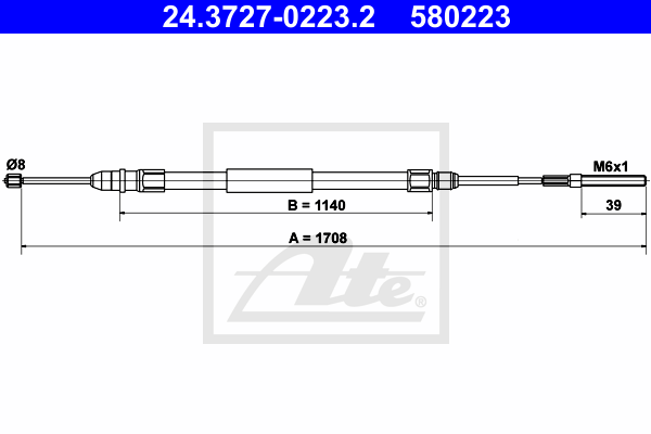 Cablu, frana de parcare 24.3727-0223.2 ATE