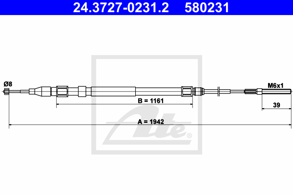 Cablu, frana de parcare 24.3727-0231.2 ATE