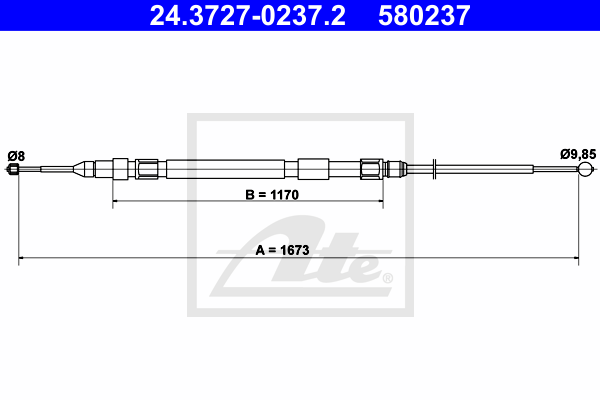 Cablu, frana de parcare 24.3727-0237.2 ATE