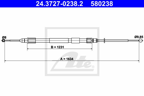 Cablu, frana de parcare 24.3727-0238.2 ATE