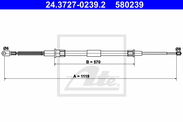 Cablu, frana de parcare 24.3727-0239.2 ATE