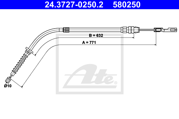 Cablu, frana de parcare 24.3727-0250.2 ATE