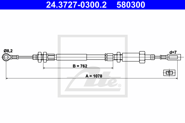 Cablu, frana de parcare 24.3727-0300.2 ATE