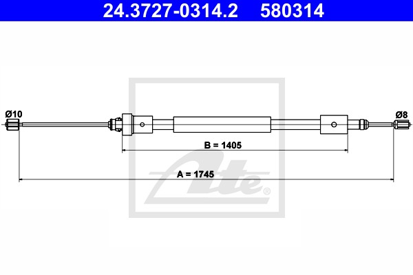 Cablu, frana de parcare 24.3727-0314.2 ATE