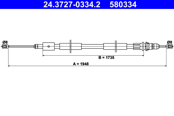 Cablu, frana de parcare 24.3727-0334.2 ATE