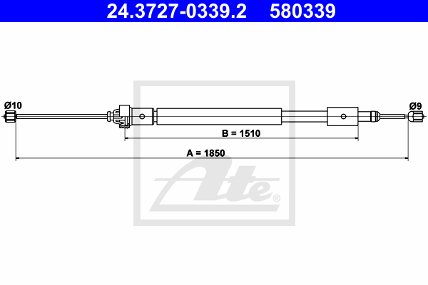 Cablu, frana de parcare 24.3727-0339.2 ATE