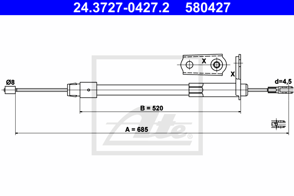 Cablu, frana de parcare 24.3727-0427.2 ATE