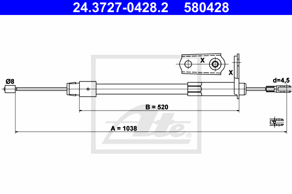 Cablu, frana de parcare 24.3727-0428.2 ATE