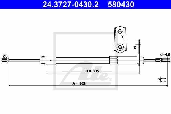 Cablu, frana de parcare 24.3727-0430.2 ATE