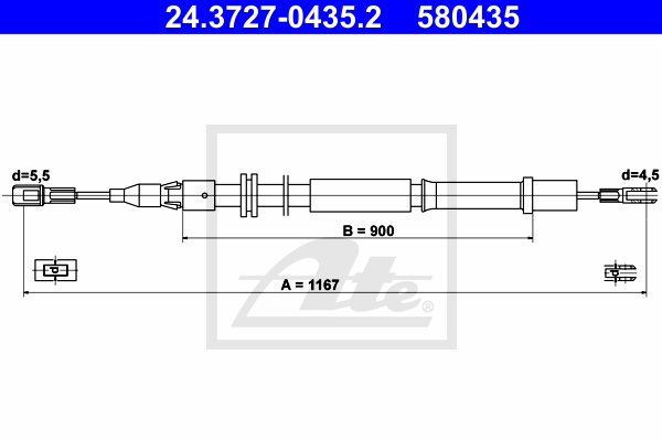 Cablu, frana de parcare 24.3727-0435.2 ATE