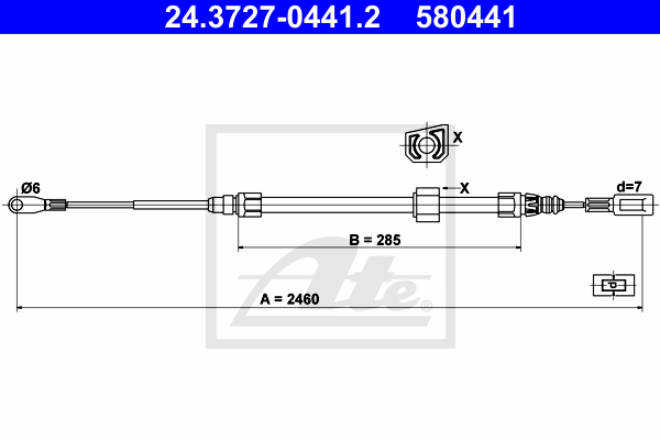 Cablu, frana de parcare 24.3727-0441.2 ATE