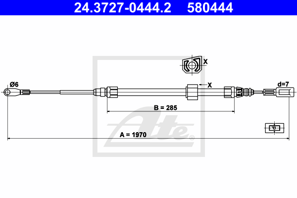 Cablu, frana de parcare 24.3727-0444.2 ATE