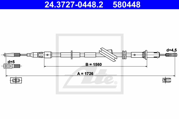 Cablu, frana de parcare 24.3727-0448.2 ATE