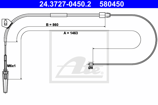 Cablu, frana de parcare 24.3727-0450.2 ATE