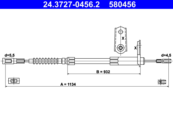 Cablu, frana de parcare 24.3727-0456.2 ATE