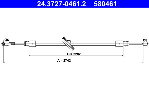 Cablu, frana de parcare 24.3727-0461.2 ATE