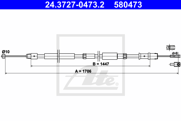 Cablu, frana de parcare 24.3727-0473.2 ATE