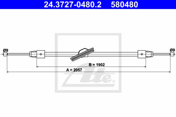 Cablu, frana de parcare 24.3727-0480.2 ATE