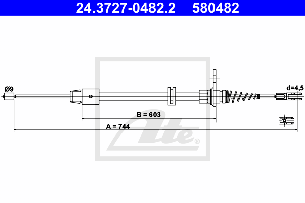 Cablu, frana de parcare 24.3727-0482.2 ATE