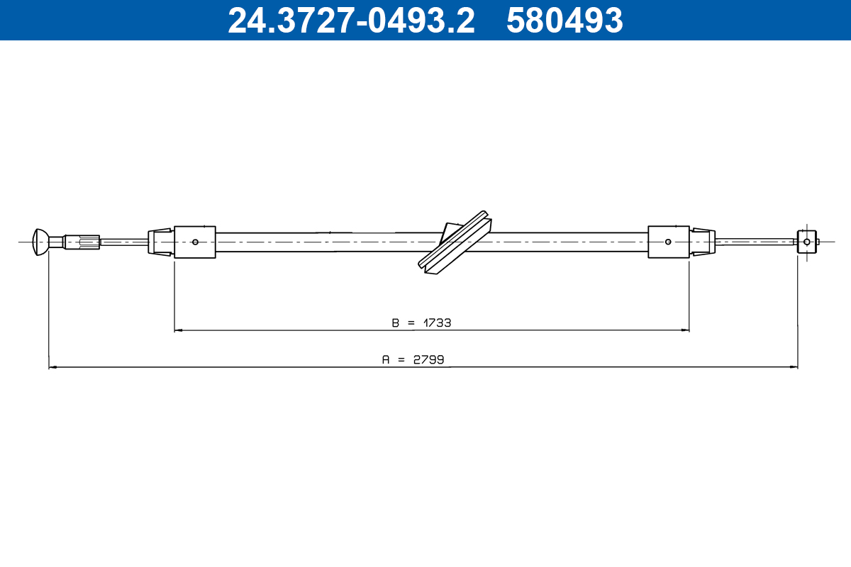 Cablu, frana de parcare 24.3727-0493.2 ATE