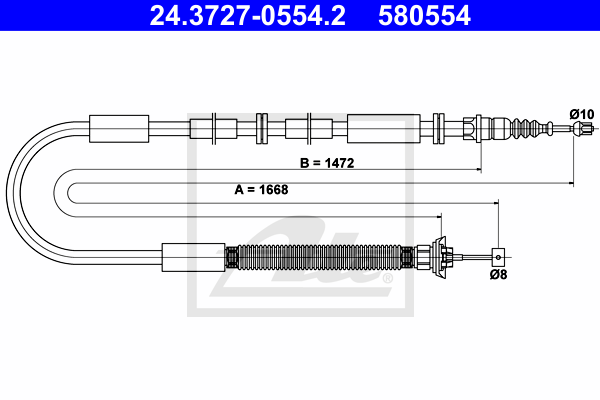 Cablu, frana de parcare 24.3727-0554.2 ATE