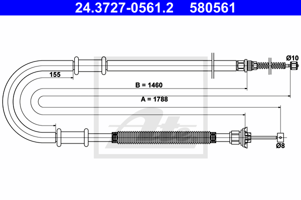 Cablu, frana de parcare 24.3727-0561.2 ATE