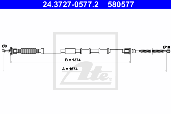 Cablu, frana de parcare 24.3727-0577.2 ATE