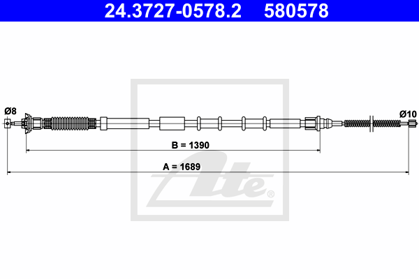 Cablu, frana de parcare 24.3727-0578.2 ATE