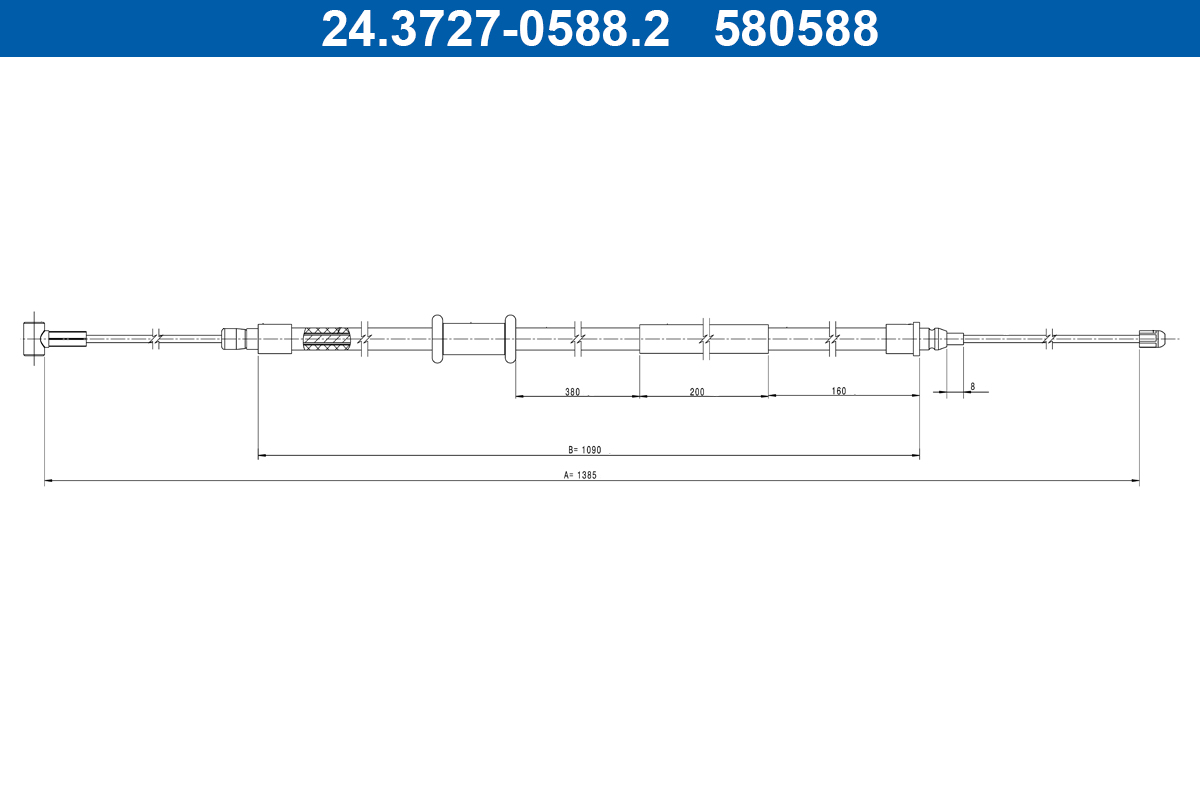 Cablu, frana de parcare 24.3727-0588.2 ATE