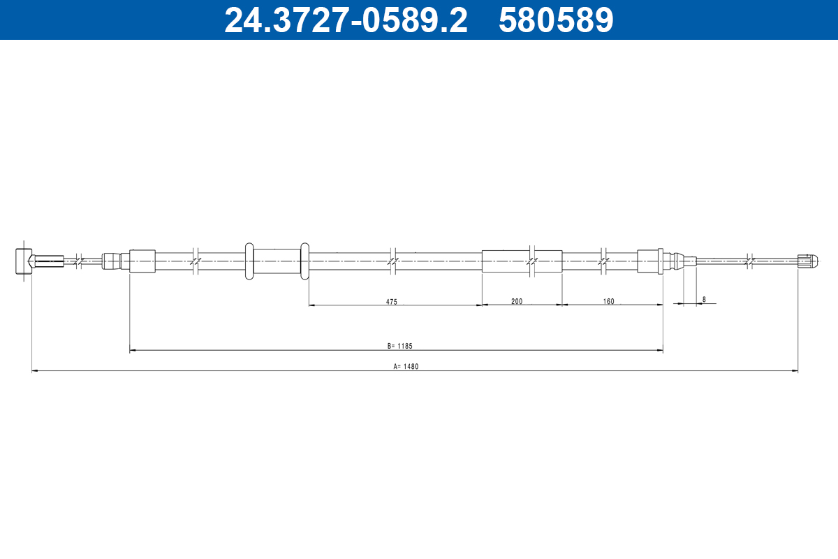 Cablu, frana de parcare 24.3727-0589.2 ATE