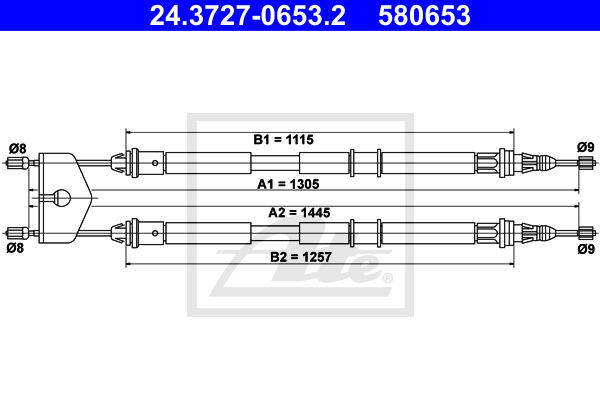 Cablu, frana de parcare 24.3727-0653.2 ATE