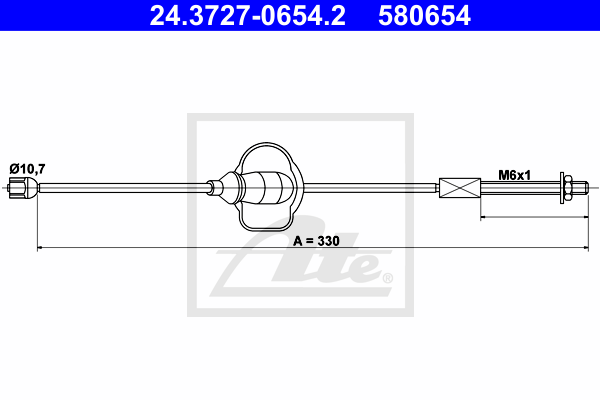 Cablu, frana de parcare 24.3727-0654.2 ATE