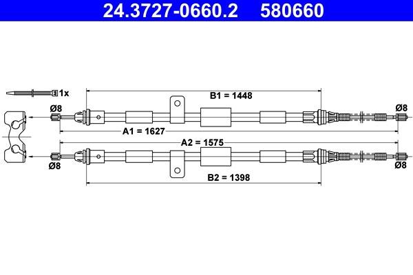 Cablu, frana de parcare 24.3727-0660.2 ATE
