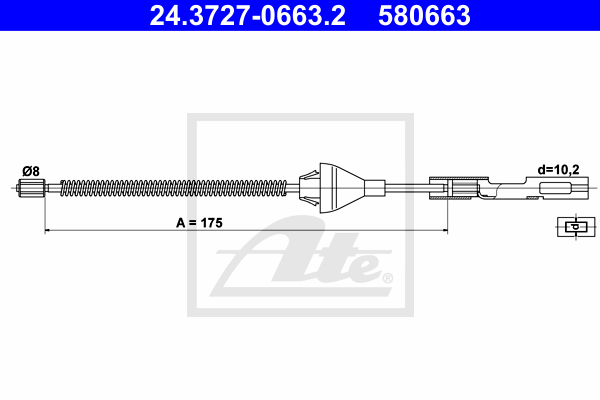 Cablu, frana de parcare 24.3727-0663.2 ATE