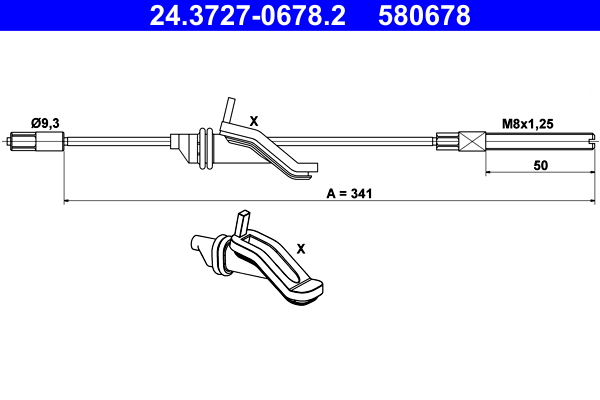 Cablu, frana de parcare 24.3727-0678.2 ATE